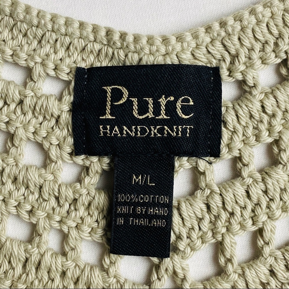 PURE HANDKNIT 100% Cotton Crochet Sweater M/L - Picture 4 of 6